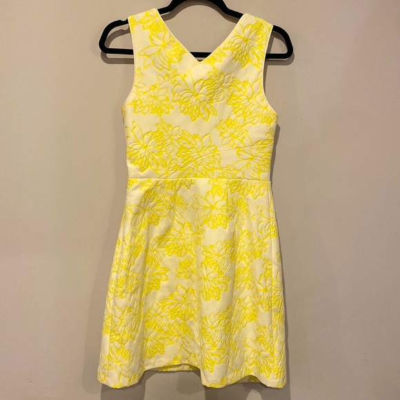 Shoshanna Yellow Floral Faux Wrap Cut Out Mini Dress Size 4 - Picture 4 of 8